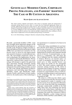genetically modified crops, corporate pricing strategies, and farmers