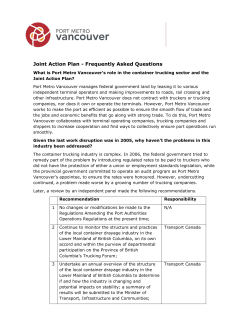 Joint Action Plan - Port of Vancouver