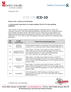 Claim-Splitting Guidelines - Select Health of South Carolina