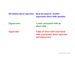 Hermitian linear operator Real dynamical variable &ndash; represents