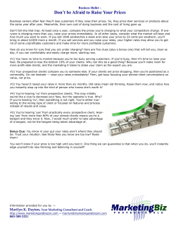 Don`t be Afraid to Raise Your Prices