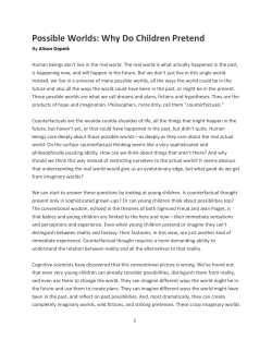 Possible Worlds: Why Do Children Pretend