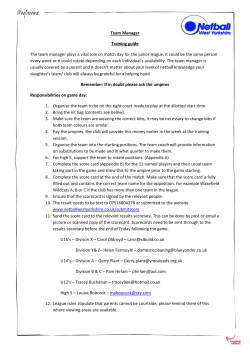 Team Managers Document - Leeds Athletic Netball Club