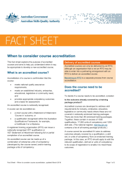 Fact sheet—When to consider course accreditation