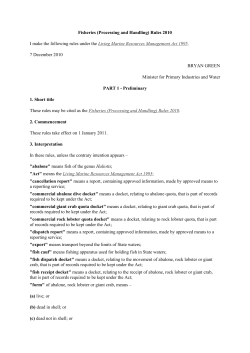 Fisheries (Processing and Handling)