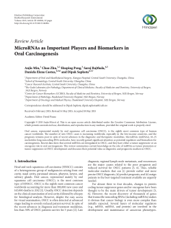 MicroRNAs as Important Players and Biomarkers in Oral