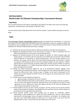 Job Description World Under-24 Ultimate Championships