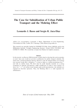 The Case for Subsidisation of Urban Public Transport and the