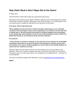 Help Ulster Bank`s Henri Hippo Get to the Game!