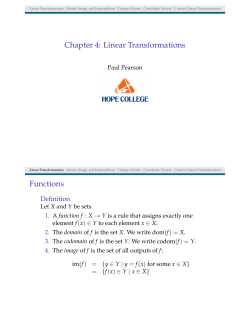 Chapter 4: Linear Transformations Functions
