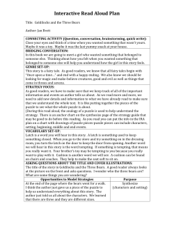 Interactive Read Aloud Plan Title: Goldilocks and the Three Bears