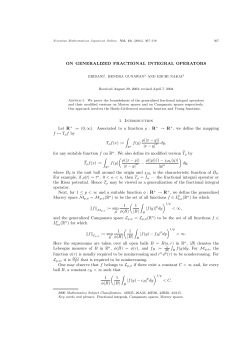 ON GENERALIZED FRACTIONAL INTEGRAL OPERATORS 1