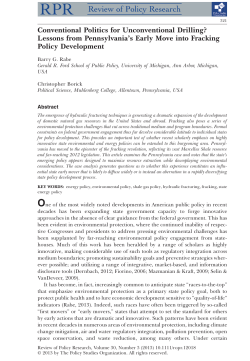 Conventional Politics for Unconventional Drilling? Lessons from