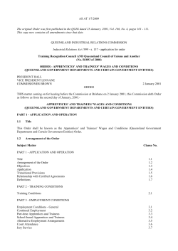 order - apprentices` and trainees` wages and conditions