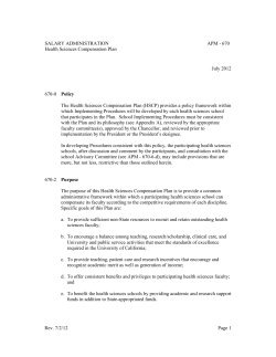 APM - 670, Health Sciences Compensation Plan
