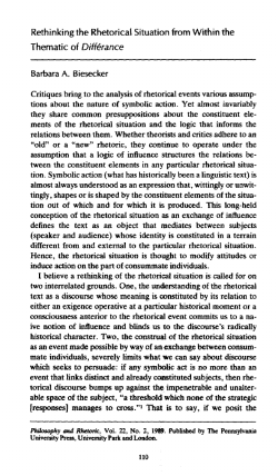 Rethinking the Rhetorical Situation - Rowan First