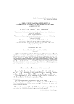 A NOTE ON THE MAXIMAL OPERATORS OF VILENKIN&ndash;N