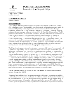 POSITION DESCRIPTION Residential Life Champlain College