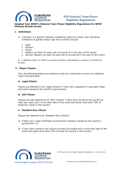 EUF National Team Player Eligibility Regulations