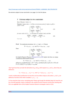 the extrema subject to two constraints is on page 11 in the link