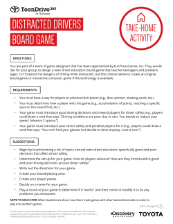 distracted drivers board game - Toyota/Teen Driving 365 in School