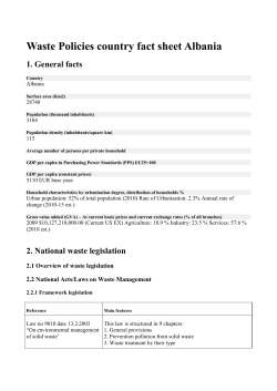 Waste Policies country fact sheet Albania - Eionet Forum
