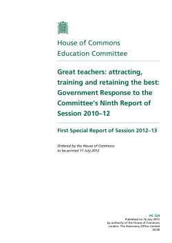 House of Commons Education Committee Great teachers: attracting