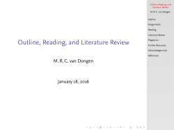 Outline, Reading, and Literature Review