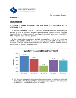 Electricity Tariff Revision For The Period 1 October To 31