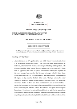 Contempt of Court judgment re Mirza Khan aka Mr Misha by District