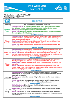 Tennis World 2015 Restring List