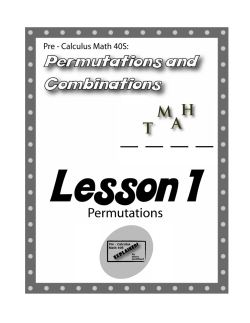 Pre-Calculus Math 40S - Permutations and Combinations Lesson 1