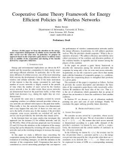 Cooperative Game Theory Framework for Energy Efficient Policies