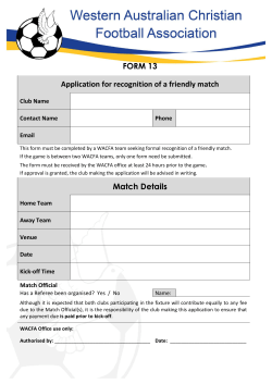 FORM 13 Application for recognition of a friendly match
