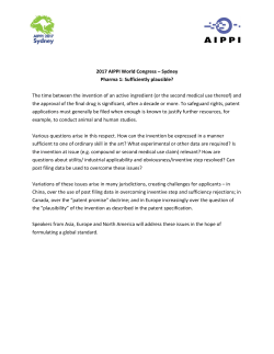 2017 AIPPI World Congress &ndash; Sydney Pharma 1: Sufficiently