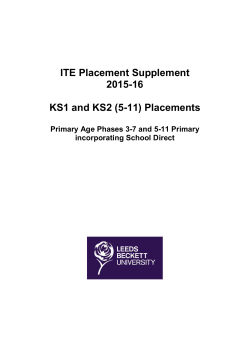 ITE Placement Supplement 2015-16 KS1 and KS2