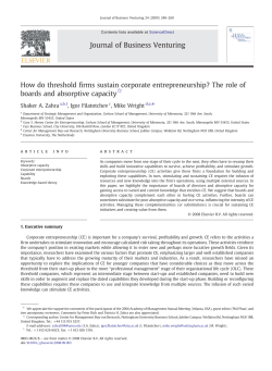 How do threshold firms sustain corporate entrepreneurship? The