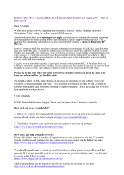 FINAL REMINDER - Research Councils UK