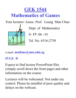 GEK 1544 Mathematics of Games