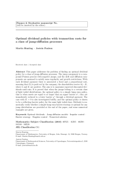 Optimal dividend policies with transaction costs for a - BORA
