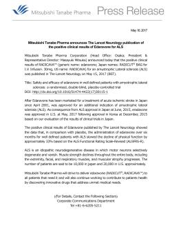 Mitsubishi Tanabe Pharma announces The Lancet Neurology