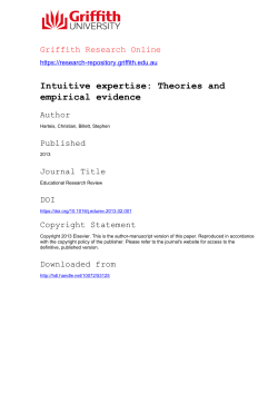 Intuitive expertise: Theories and empirical evidence Abstract