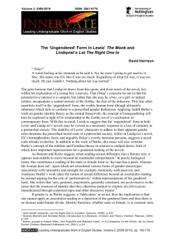 The &rdquo;Ungendered` Form in Lewis` The Monk and Lindqvist`s Let The
