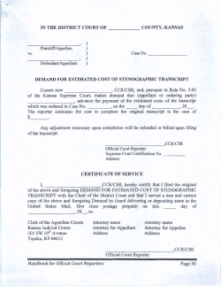 demand for estimated cost of stenographic transcript