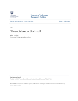 The social cost of blackmail - Research Online