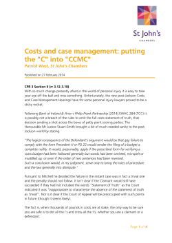 Costs and case management