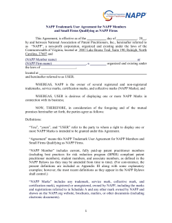 NAPP Trademark User Agreement for NAPP Members and Small