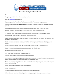 Day 3: Stop Playing the &ldquo;Blame Game&rdquo;