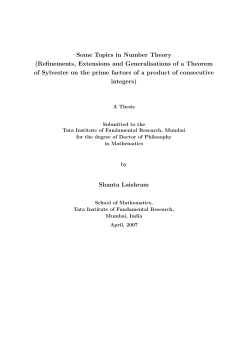 Some Topics in Number Theory (Refinements, Extensions and