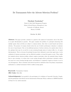 Do Tournaments Solve the Adverse Selection